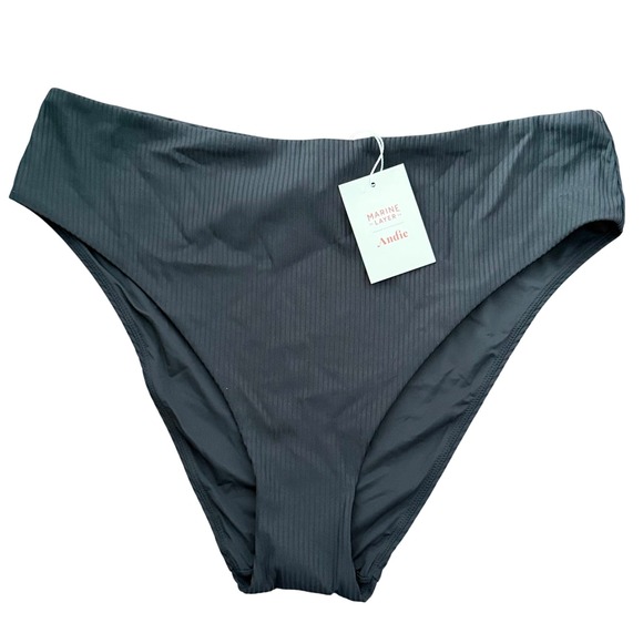 Marine Layer Other - Marine Layer x Andie Swim 90s High Waisted Bikini Bottom Black Rib XL NWT Beach